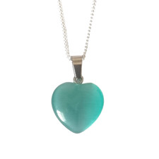 Pearlescent Turquoise Hart Pendant - 18" Silver Plated Chain
