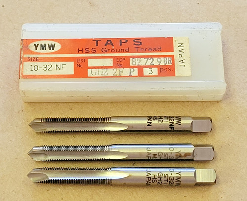 YMW EDP 82729BR HSS GROUND THREAD TAP 10-32 NF GH2 2F P, 3 PCS.