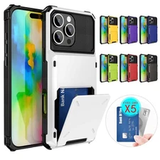 Credit Card Holder Wallet Case For iPhone 16 Pro Max 15 14 13 12 11 X Shockproof