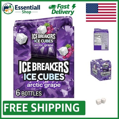 Convenient 6-Pack Ice Cubes Arctic Grape Sugar Free Gum - 40 Pieces Per Bottle