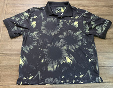 Bad Birdie Shirt Mens XL Short Sleeve Polo Black Floral Golf Stretch