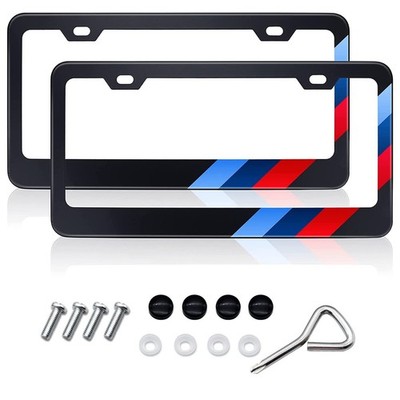 2PCS Matte License Plate Frames fit for BMW Aluminum Alloy 3 Color License Pl...