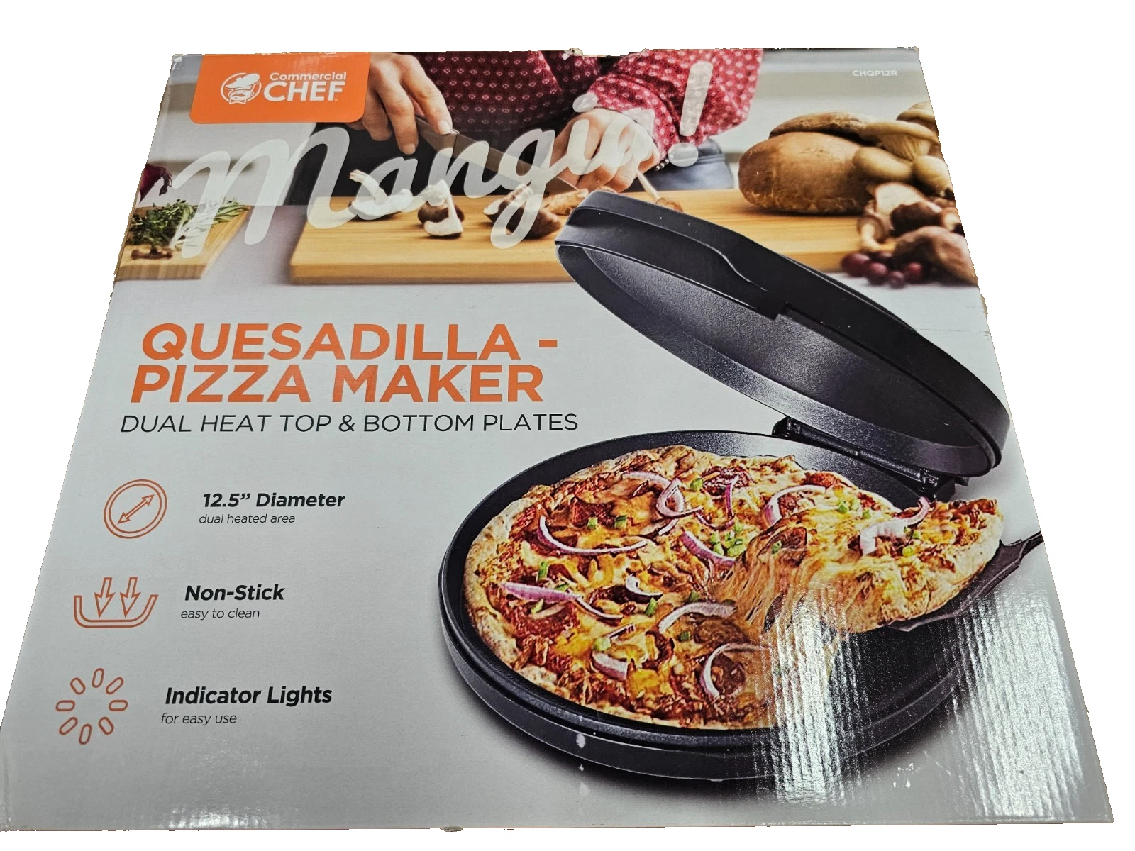 Commercial Chef Chqp12r 12-Inch Pizza Maker 12 Inch Black CHQP12R - BLACK ONE