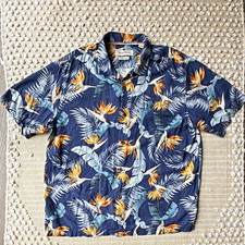 Tommy Bahama Men s XL Original Fit Short Sleeve Silk Button Up Shirt Blue
