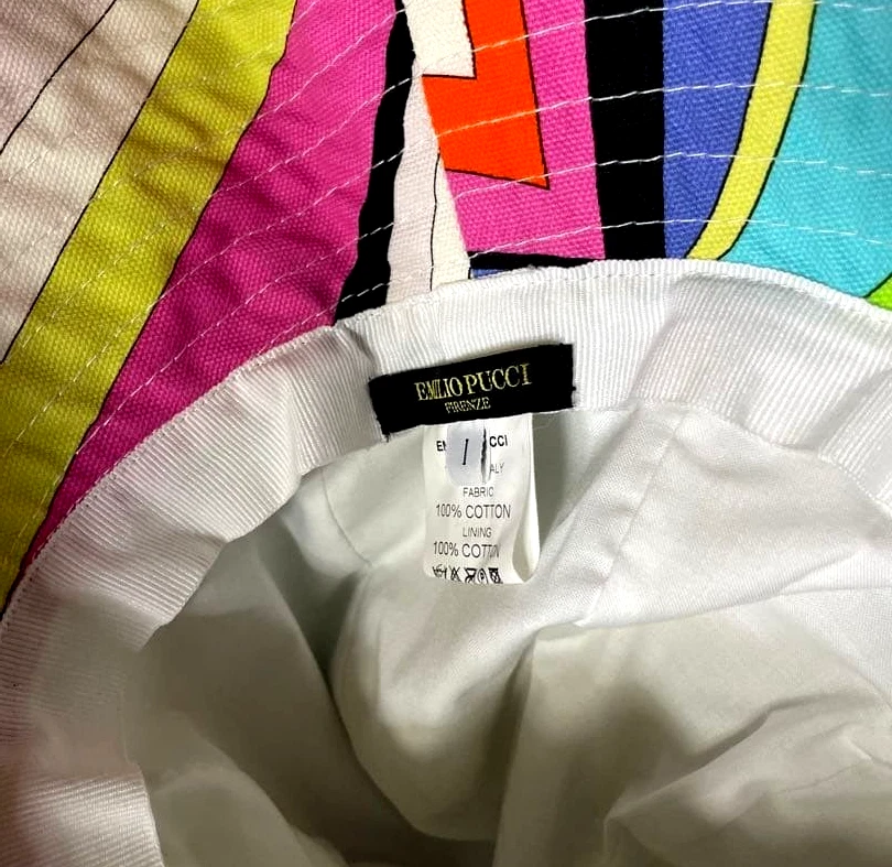 Emilio Pucci Sombrero Cubo Sombrero Rayas Algodón 100% Multicolor Blanco Foto 4 de 4