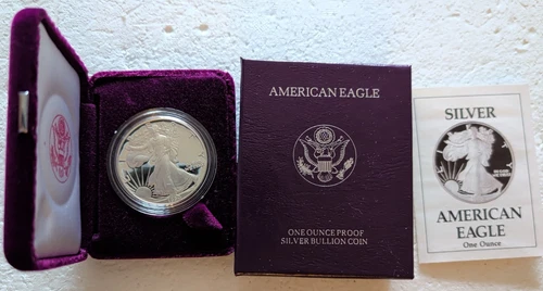 1990-S $1 Proof Silver Eagle W/Box And COA