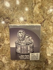 Godinger Silver Plated Baby s 1st Curl Tooth Box Satin Lining Wildlife Collect