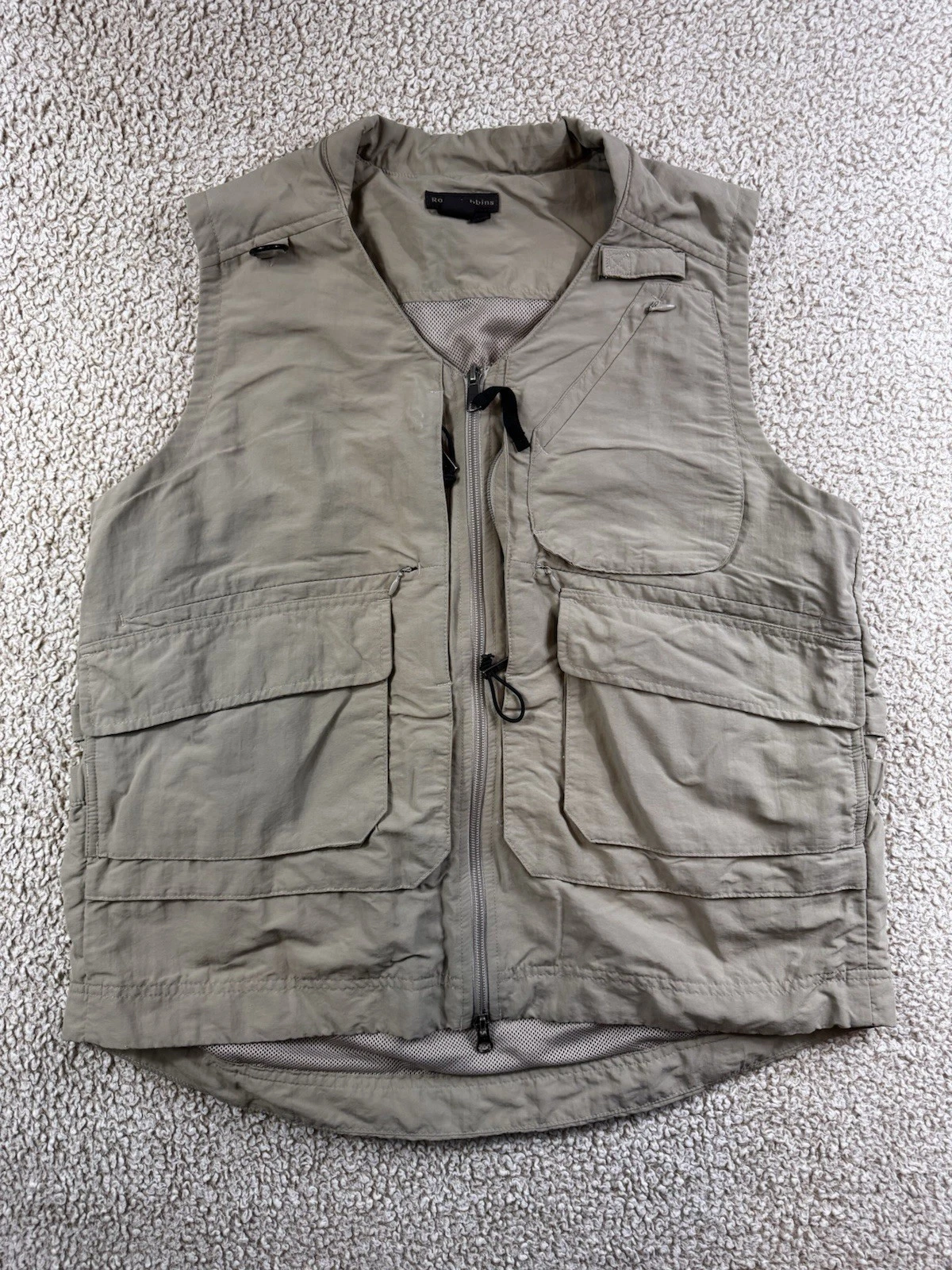Royal Robbins Vest Men's XL Fishing Hunting Field Utility Mesh Lined Khaki VTG