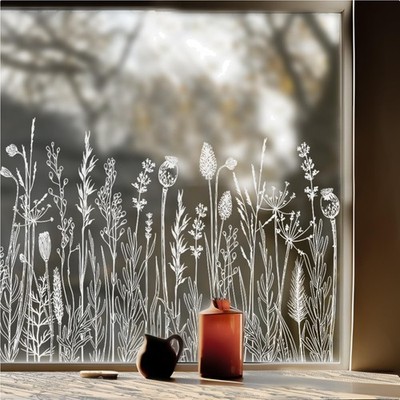 Fensterbilder Frühling Wildblumen PVC 39x150cm  wiederverwendbar