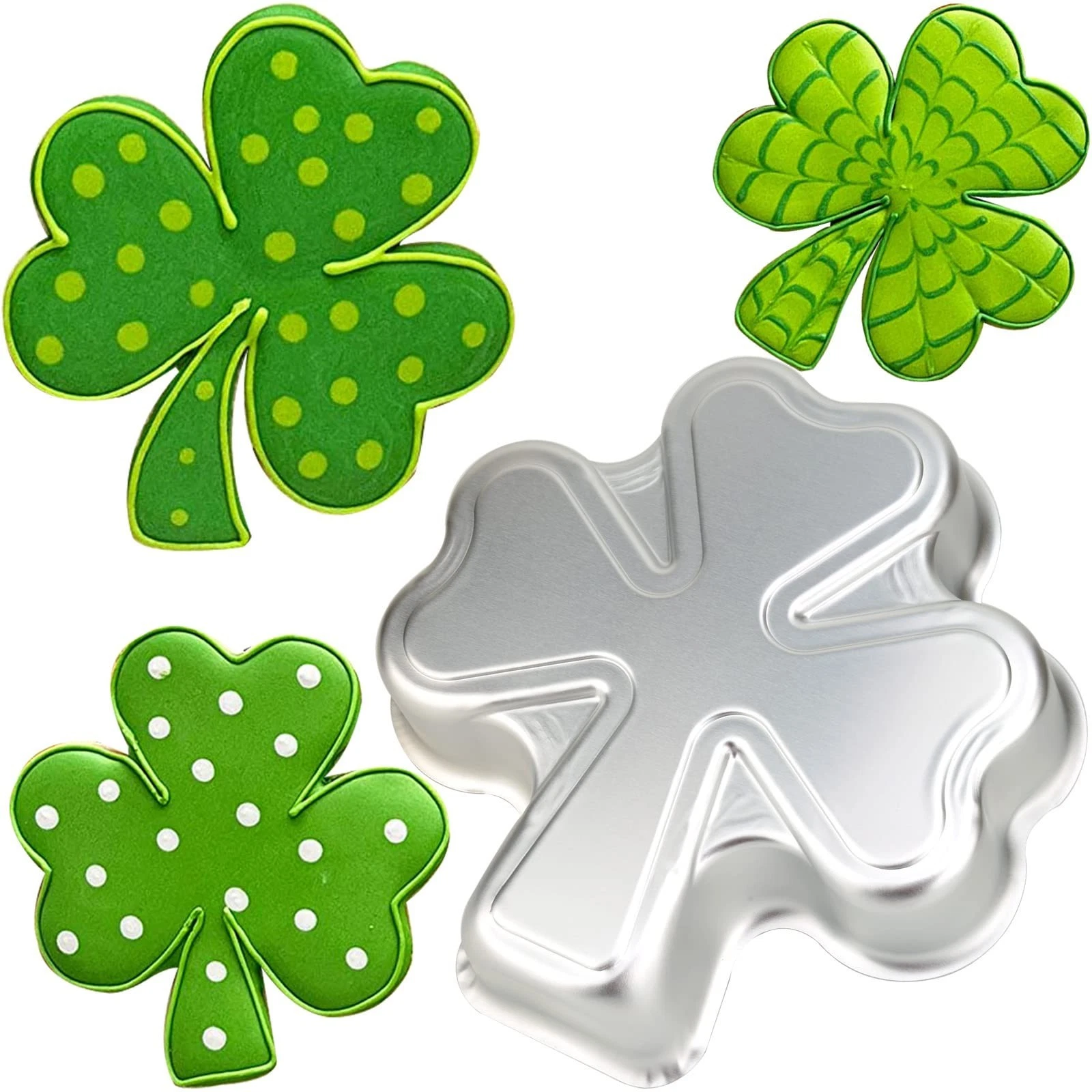 9.5-INCH St. Patrick's Day Shamrock Cake Pan Clover Mould Aluminum 3D DIY Cak...