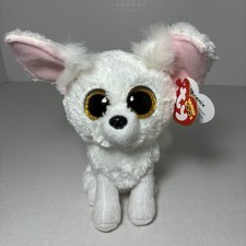 TySilk Phoenix The White Fox Beanie Boo Stuffed Animal Plush Glitter Big Eyes