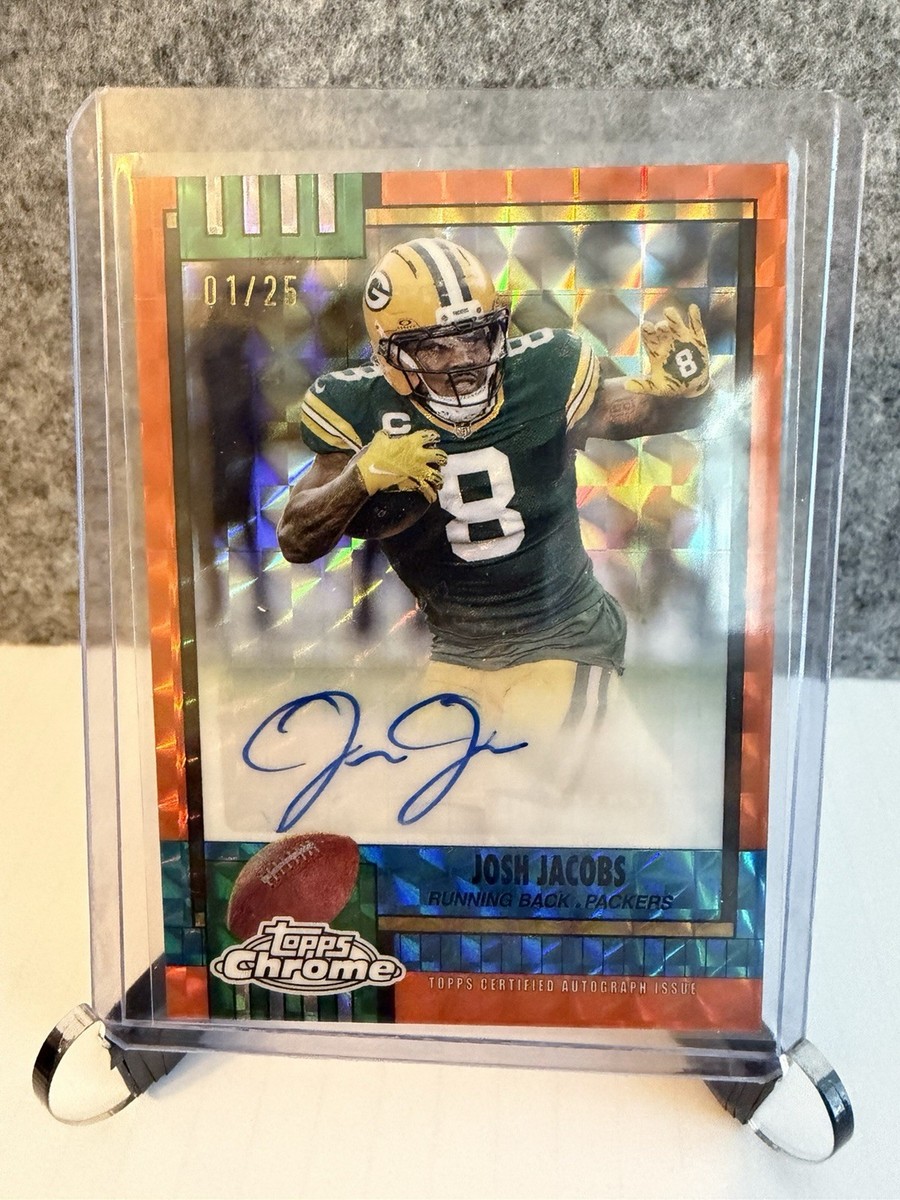 2025 NFL Topps Chrome Josh Jacobs Throwback Auto #1/25 Geometric