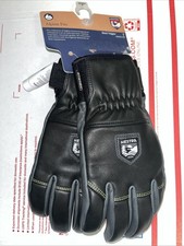 Hestra Alpine Pro Omni Trigger Unisex Black Leather Gloves 7 Snow Ski NWT