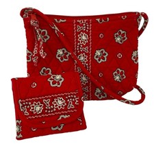 Vera Bradley Red Bandana Petite Bag and Pocket Wallet Set