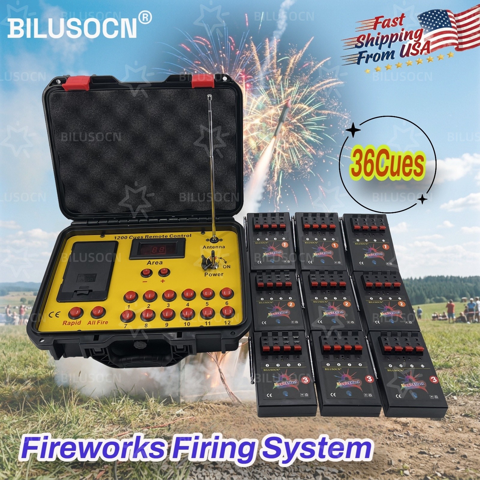 Versatile 36 Cues Fireworks Firing System Wireless Remote Controller Kit USA