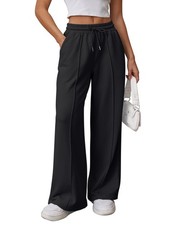 Wide Leg Pants Woman High Waisted Baggy Pants Drawstring Athletic Joggers Swe...