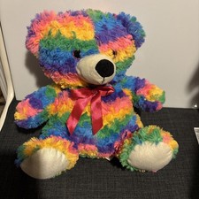 Build A Bear 12  Rainbow Teddy Bear Plush Toy Stuffed Animal Tie Dye Pink BABW