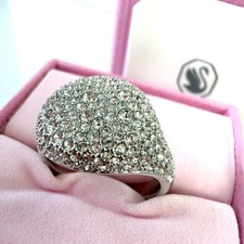 Swarovski Meteora Cocktail Ring Size 58 P 1/2 Crystals Silver Rhodium Plated