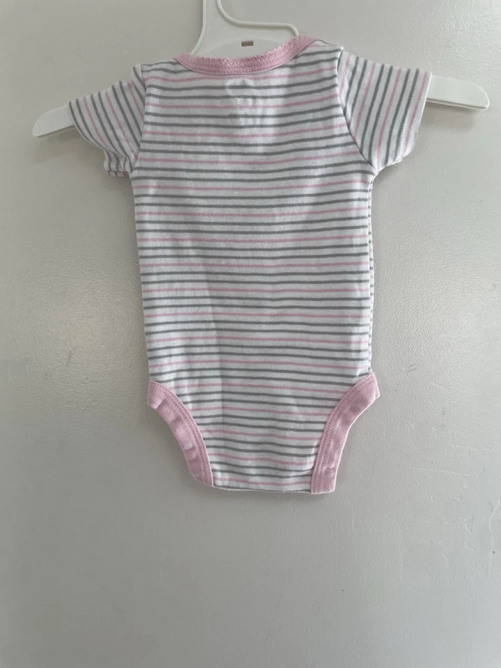 Body Koala Bebé Niñas Bordado Floral Rayas Algodón Manga Corta Rosa 3M Foto 4 de 4