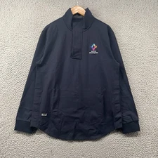 Bylt Fairway Pullover Shirt Mens Large Navy Blue 1/4 Button Lightweight Sweater