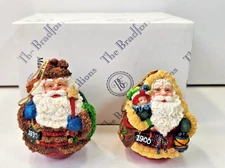 THE BRADFORD EXCHANGE ROMAN INC ROLY POLY SANTA THROUGH THE DECADES PAIR