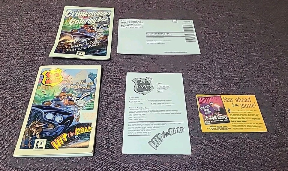 Sam & Max Hit the Road PC Big Box IBM CD-ROM Lucas Arts (Complete ...