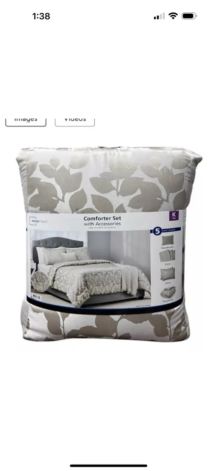 Mainstays Juego de Edredón Floral Dorado 5 Piezas, King Nuevo Foto 4 de 4