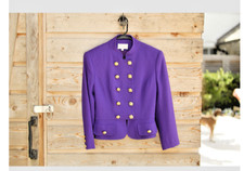 Cache Vintage 80s Retro Cropped Blazer with Gold Buttons. Size 4.