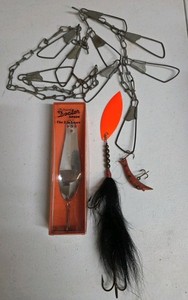 Vintage Metal Chain Link Fish Stringer 3 Lures