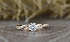 2 Ct Round Cut Lab Created Diamond Women's Engagement Ring 14K Rose Gold Plated