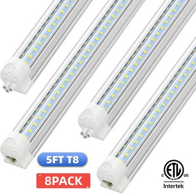 8 Pack T8 5FT LED Shop Light Fixtures Garage 5 Foot 45W LED Tube Light Bulbs 5'