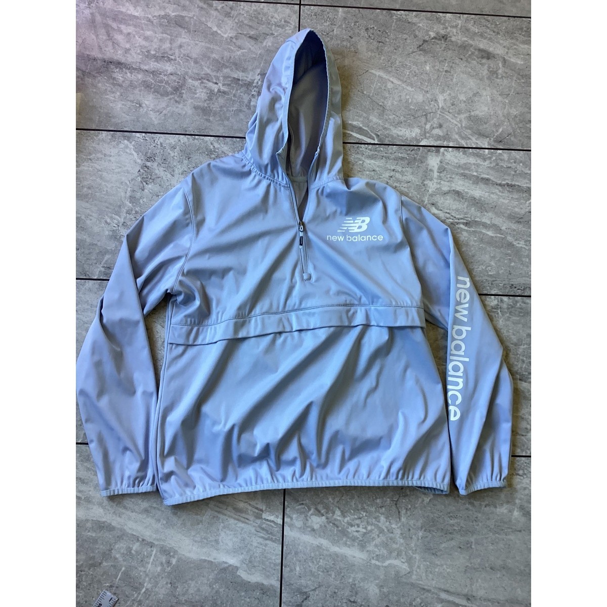 New Balance Womens 2XL Light Blue Half Zip Hooded Windbreaker