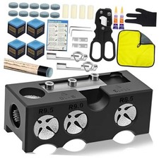 11-in-1 Billiards Pool Cue Tip Shaper, Pool Cue Tips Replacement Plastic Black