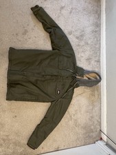 Dickies Men's Hooded Lined Work Jacket Green Size M 38-40 Button Zip Mid-Length