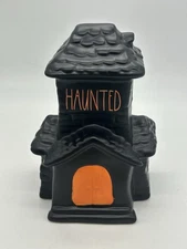 Rae Dunn Artisan Collection HAUNTED House Black Ceramic Orange Door Halloween 🎃
