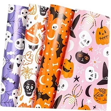  Halloween Wrapping Paper Sheet - 12 Sheet with 4 Different Design - 