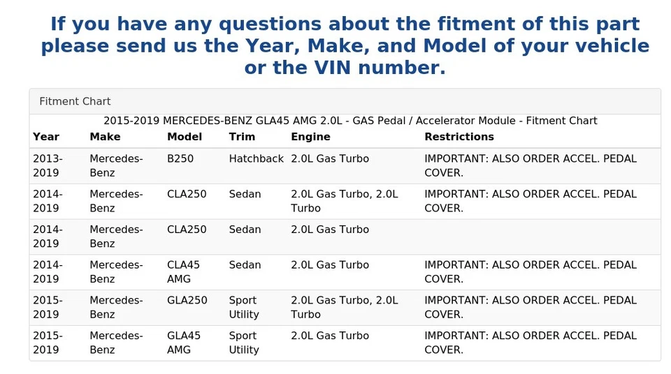 Mercedes-Benz Gla45 AMG 2015-2019 2,0 L - módulo de acelerador/pedal de gasolina Foto 4 de 4