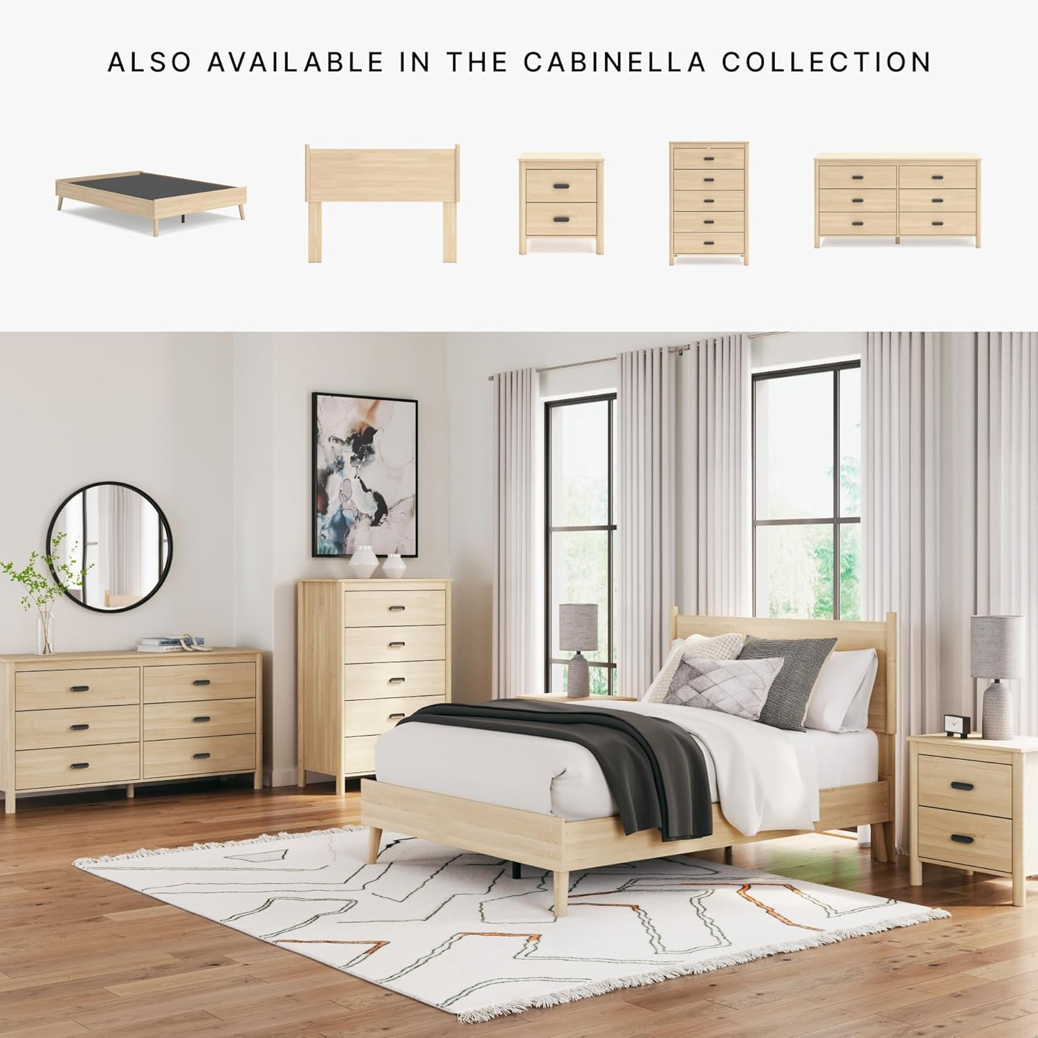 Rustic Full Panel Headboard by Ashley, Adjustable Height, Light Brown Finish