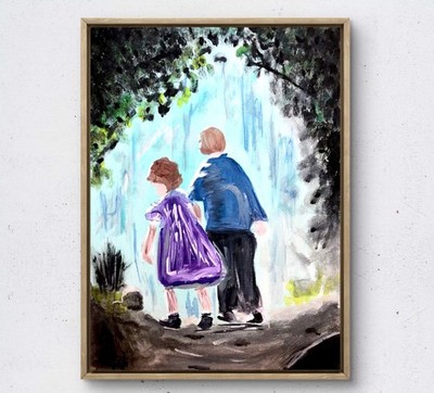 WS original forest path hand painted 14X11 canvas modern expressionism fine art