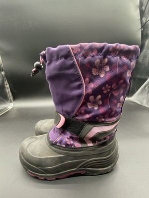 Kamik kids winter boots size 3 purple floral print