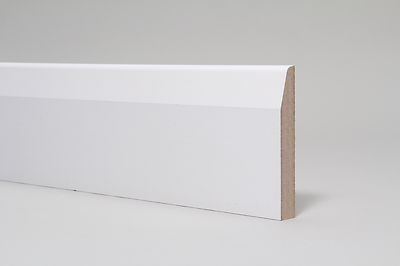 Sockelleiste weiß grundiert MDF gefast 119 x 18 x 4400 mm