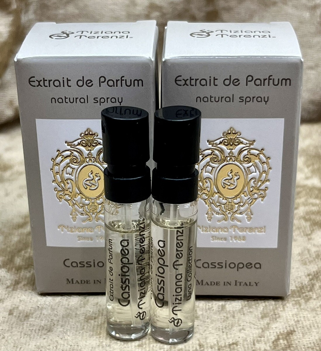 香水(女性用) Tiziana Terenzi Cassiopea Hair Therapy Tiziana Terenzi Cassiopea Extrait de Parfum 2X Sample Vial Spray