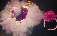 Play Wonder Tutu  Headband Set Dress-Up Flowers Pink Colorful New