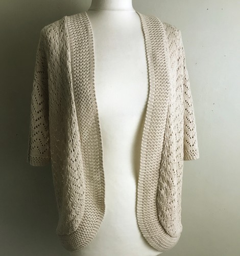 Lacy knit summer Cardigan Medium Short sleeves Shrug Crochet Boho