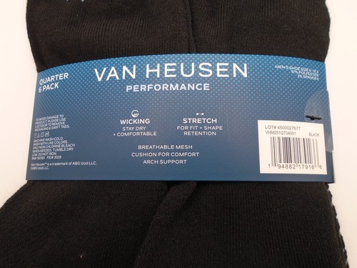 NEW MENS "VAN HEUSEN  PERFORMANCE 6 PAIR QUARTER SOCKS SHOE SIZE 6-12.5" Choose - Picture 20 of 20
