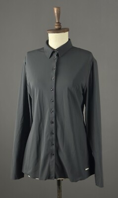 Women JANE LUSHKA Gray Nylon Button Down Long Sleeve Blouse Shirt Size XL