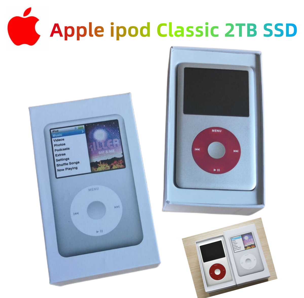 NEW Apple iPod Classic 7th Gen ( Silver & Red ) 2TB SSD MP3