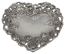 1993 ARTHUR COURT Aluminum Heart Shaped Tray ROSES / VINES