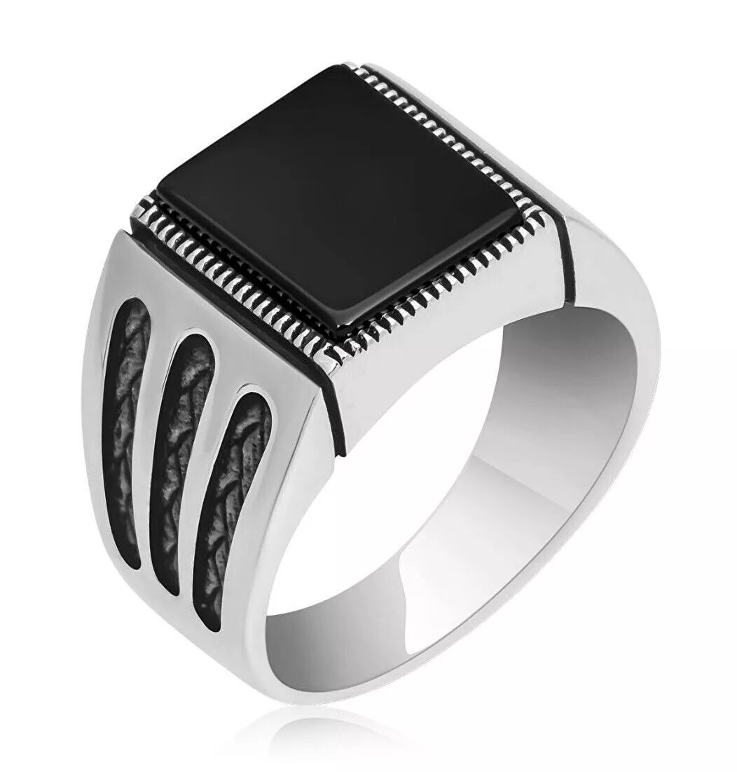 Mens black hotsell onyx rings ebay
