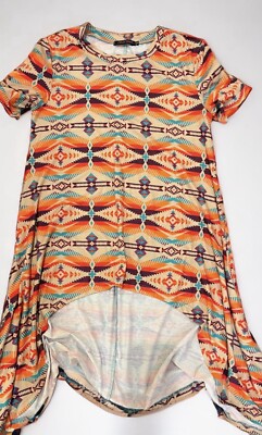 Crazy Train Multicolor Aztec Short Sleeve Top Shirt SZ Medium